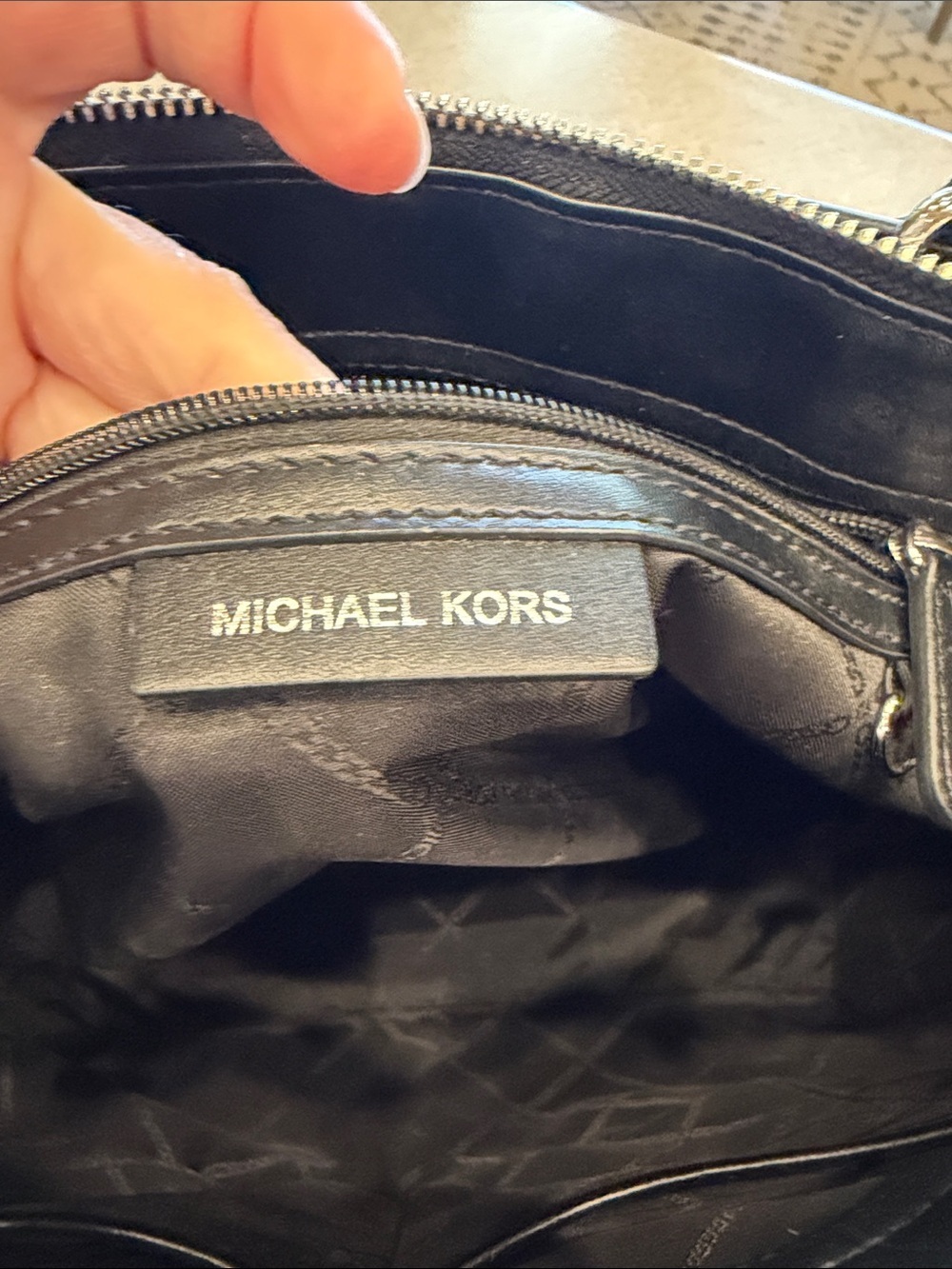 Michael Kors Black Tote with Silver Accents and Logo Print - Picture 14 of 16